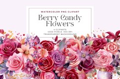 4 Watercolor Berry Candy Flowers Clipart Product Image 1