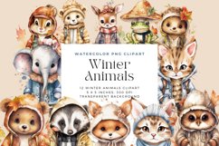 12 Watercolor Winter Animals Clipart Product Image 1