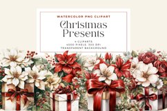 4 Watercolor Christmas Presents Clipart Product Image 1