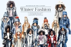 63 Watercolor Winter Fashion Clipart Product Image 1