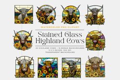 Sunflower Stained Glass Highland Cows Product Image 1