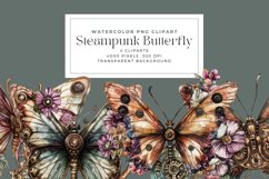 Watercolor Steampunk Butterfly Clipart Product Image 1