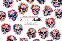 40 Watercolor Sugar Skulls Clipart Product Image 1