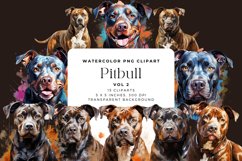 15 Watercolor Pitbull Clipart Product Image 1