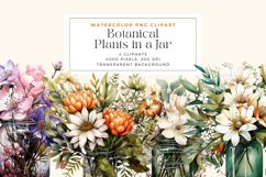 Watercolor Botanical Plants in a Jar Clipart Product Image 1