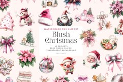 Watercolor Blush Christmas Clipart Bundle Product Image 1