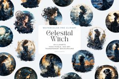 Watercolor Celestial Witch Clipart Bundle Product Image 1