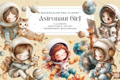 Watercolor Astronaut Girl Clipart Product Image 1