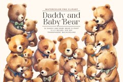 32 Watercolor Daddy and Baby Bear Clipart Product Image 1