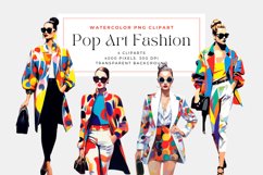 4 Watercolor POP ART Fashion Clipart Product Image 1