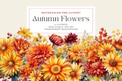 4 Watercolor Autumn Flowers Clipart Product Image 1