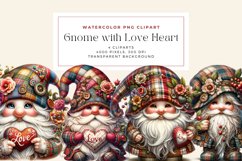 Watercolor Gnome with Love Heart Clipart Product Image 1