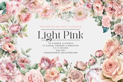Light Pink Flowers Watercolor Clipart Product Image 1