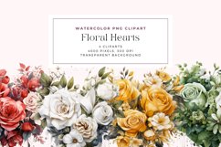 4 Watercolor Floral Hearts Cliparts Product Image 1