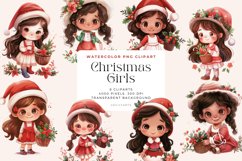 Watercolor Christmas Girls Clipart Bundle Product Image 1