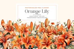 4 Watercolor Orange Lily Clipart Product Image 1
