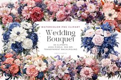 Watercolor Wedding Bouquet Clipart Bundle Product Image 1