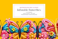 4 Watercolor Inflatable Butterflies Clipart Product Image 1