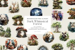Watercolor Dark Whimsical Forest Clipart Product Image 1