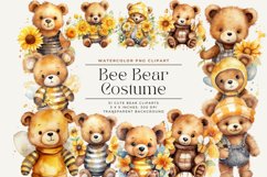51 Watercolor Bear in a Bee Costume Clipart Product Image 1