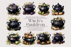 16 Watercolor Witch&#039;s Cauldron Clipart Product Image 1