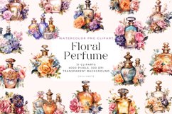 Watercolor Floral Perfume Clipart Bundle Product Image 1