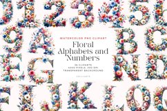 36 Watercolor Floral Alphabets and Numbers Clipart Product Image 1