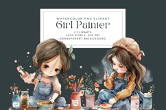 Watercolor Girl Painter Cliparts Product Image 1