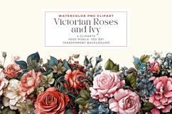 Watercolor Victorian Roses and Ivy Clipart Product Image 1