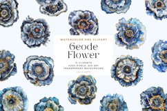 Watercolor Blue and Gold Geode Flower Clipart Bundle Product Image 1