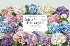 Watercolor Retro Vintage Hydrangea Clipart Bundle Product Image 1