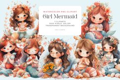 Watercolor Girl Mermaid Clipart Bundle Product Image 1