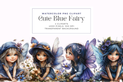 Watercolor Cute Blue Fairy Clipart Product Image 1