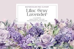 4 Watercolor Lilac Gray Lavender Clipart Product Image 1