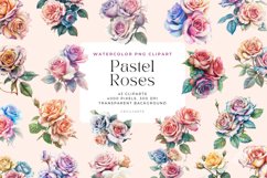 43 Watercolor Colored Pencil Pastel Roses Clipart Product Image 1