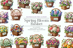 Watercolor Spring Bloom Basket Clipart Bundle Product Image 1