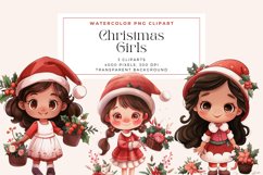 Watercolor Christmas Girls Clipart Product Image 1