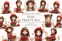 Watercolor Cozy Cherry Joy Clipart Bundle Product Image 1