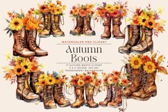 17 Watercolor Autumn Boots Clipart Product Image 1