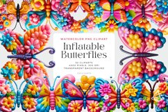 Watercolor Inflatable Butterflies Clipart Bundle Product Image 1