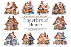 12 Watercolor Gingerbread House Clipart Product Image 1