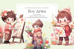 Watercolor Boy Artist Clipart Product Image 1
