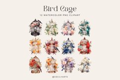 12 Watercolor Bird Cage Clipart Product Image 2