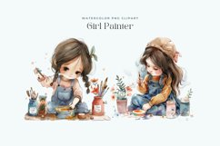 Watercolor Girl Painter Cliparts Product Image 2