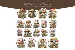 36 Watercolor Mushroom House Clipart Product Image 2