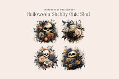 Watercolor Halloween Shabby Chic Skull Clipart Product Image 2