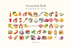 Watercolor Crawfish Boil Watercolor Clipart Bundle Product Image 2