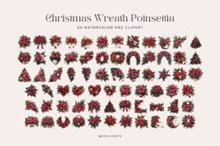 Watercolor Christmas Wreath Poinsettia Clipart Bundle Product Image 2