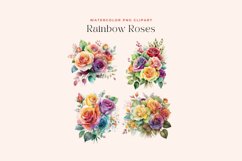 Watercolor Rainbow Roses Flowers Clipart Product Image 2