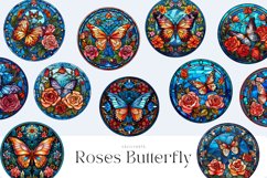 Watercolor Roses Butterfly Stained Glass Clipart Bundle Product Image 2